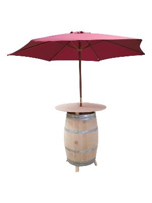 Table Haute Barrique Rehaussee + Parasol