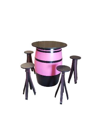 Table Tonneau + 4 Tabourets douelles de barrique