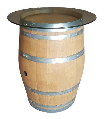 Table Haute tonneau Chêne Avec Plateau Verre
